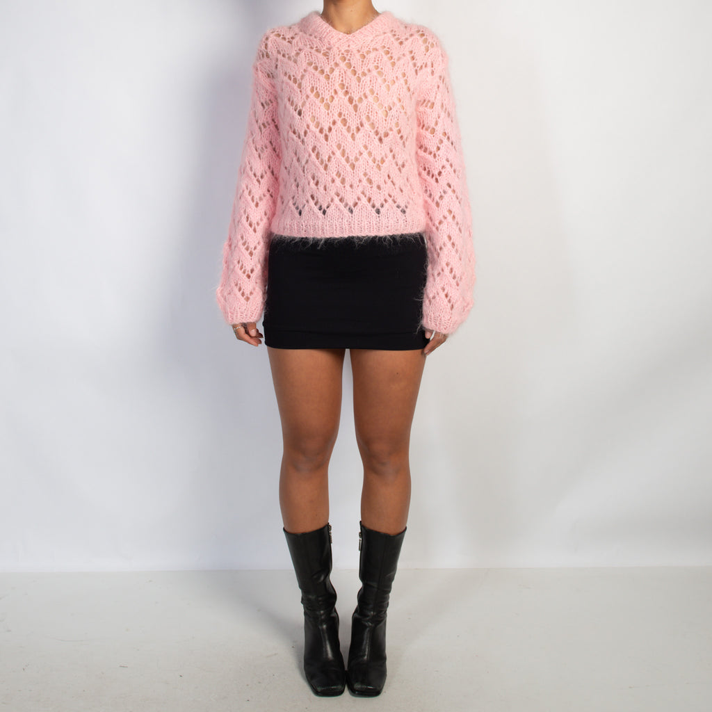 PINK OPEN KNIT SWEATER
