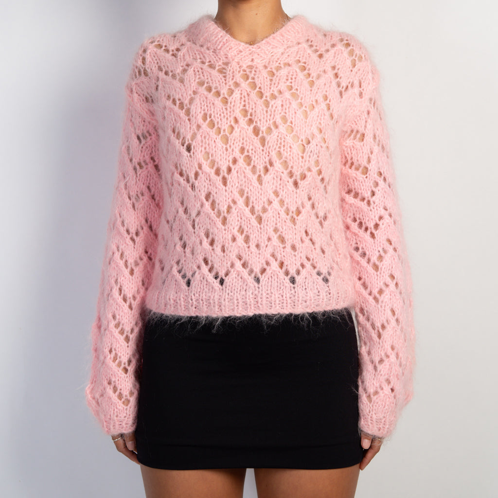 PINK OPEN KNIT SWEATER