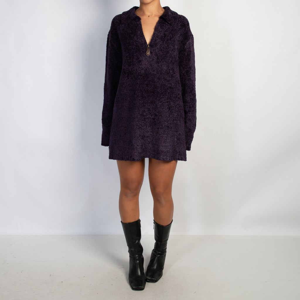 PURPLE CHENILLE KNIT SWEATER