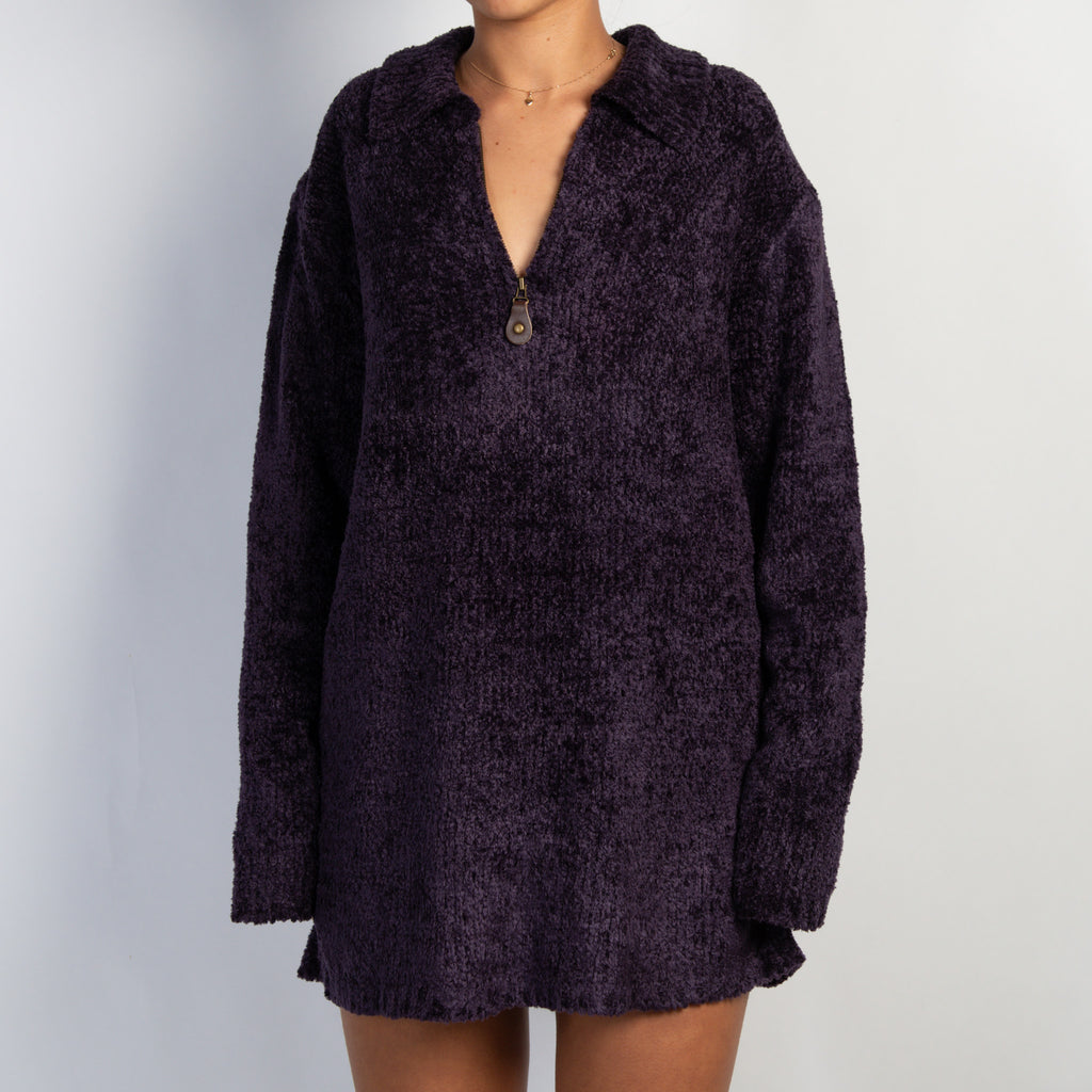 PURPLE CHENILLE KNIT SWEATER
