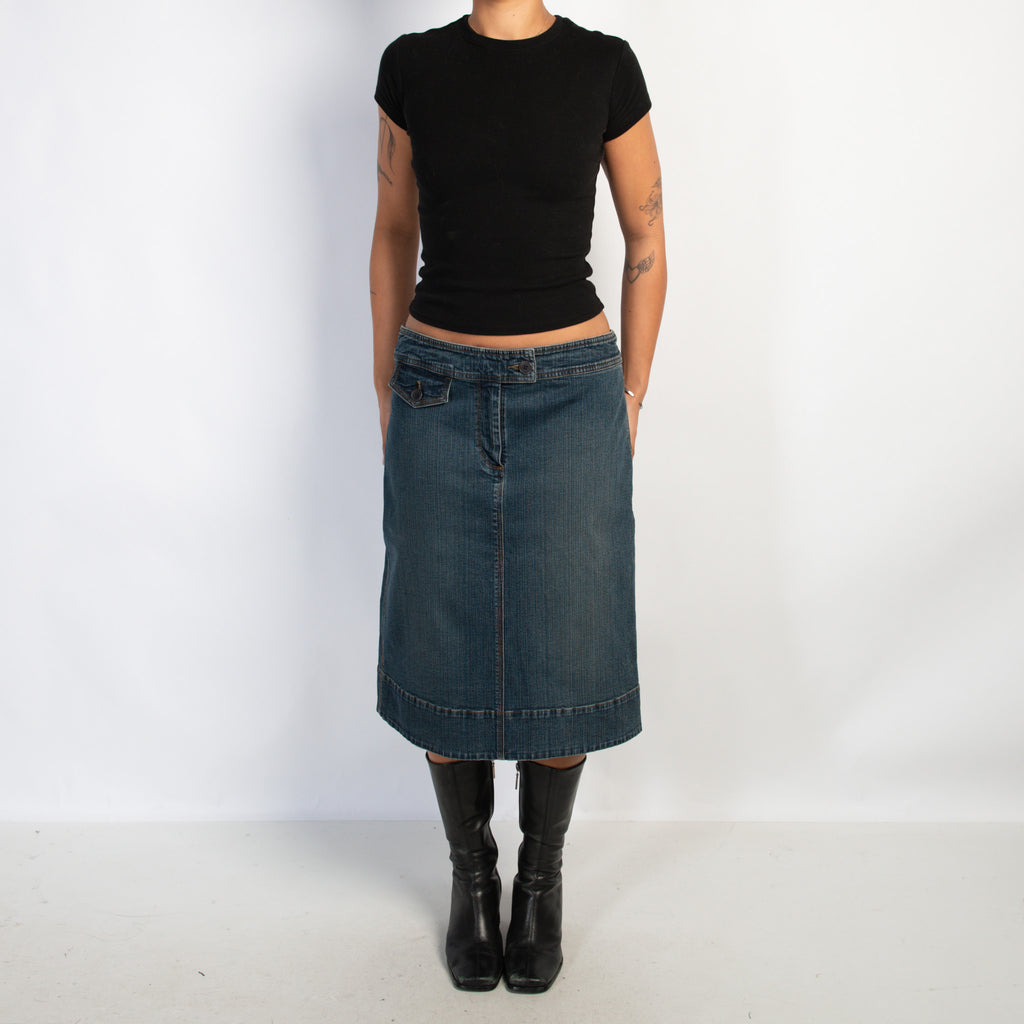 DENIM A LINE MIDI SKIRT