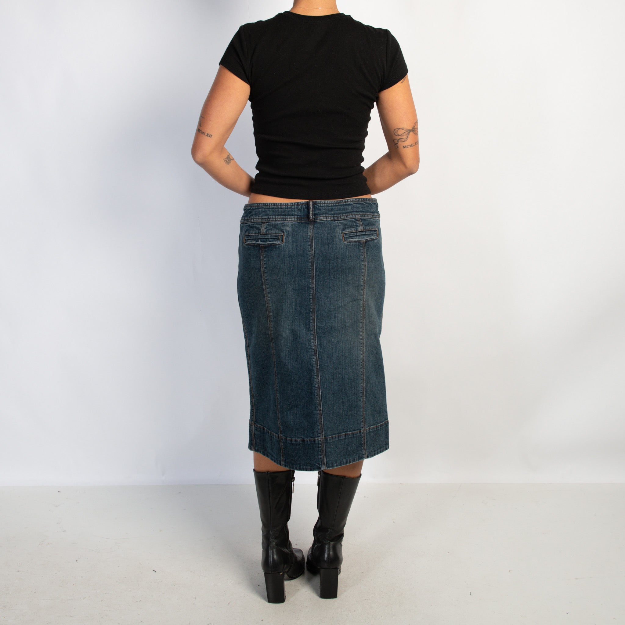 DENIM A LINE MIDI SKIRT
