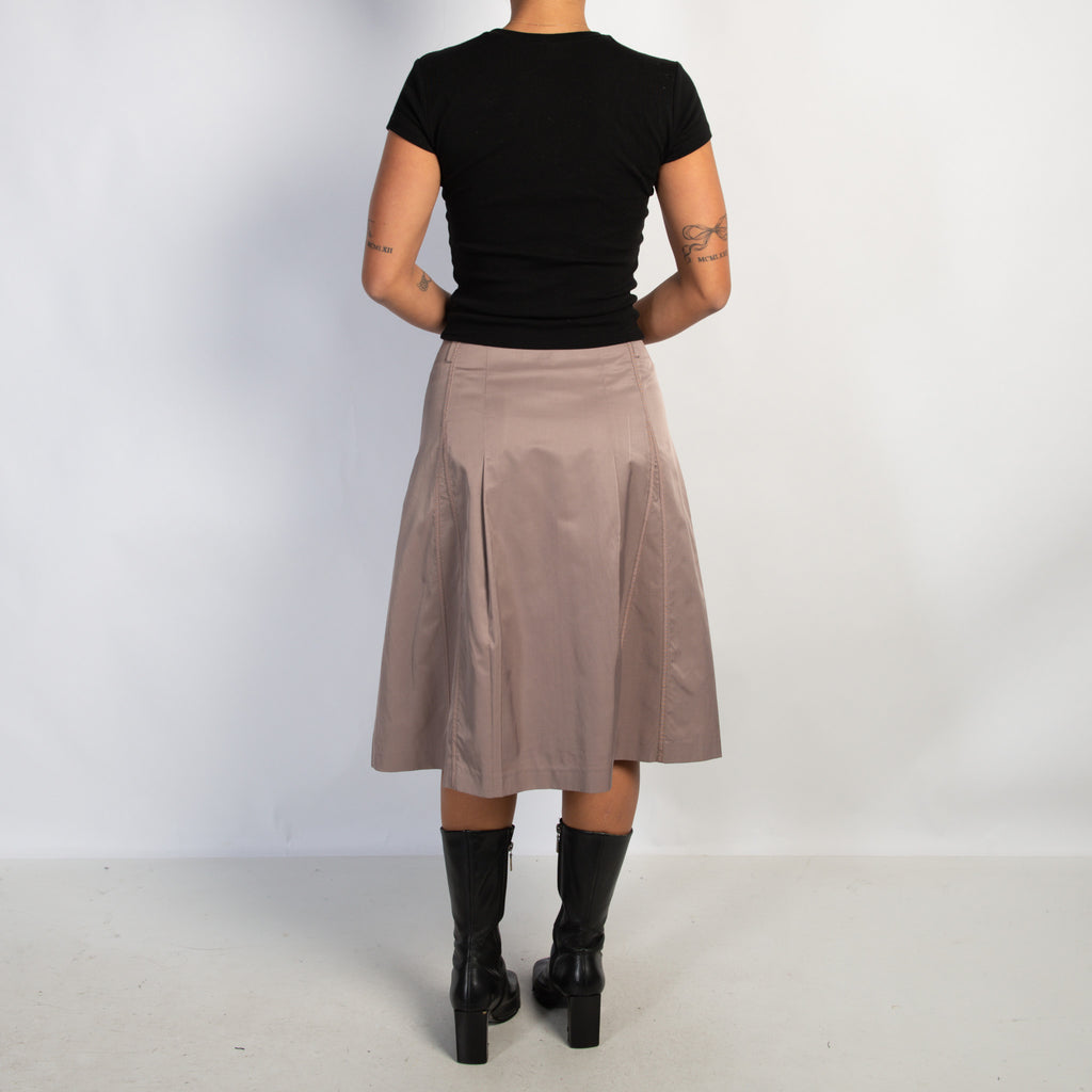 TAUPE A LINE MIDI SKIRT