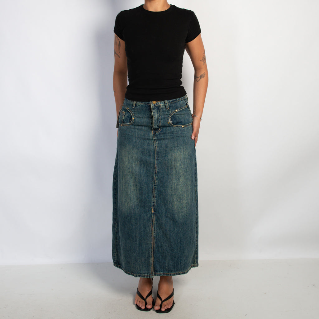 DENIM LONGLINE SKIRT