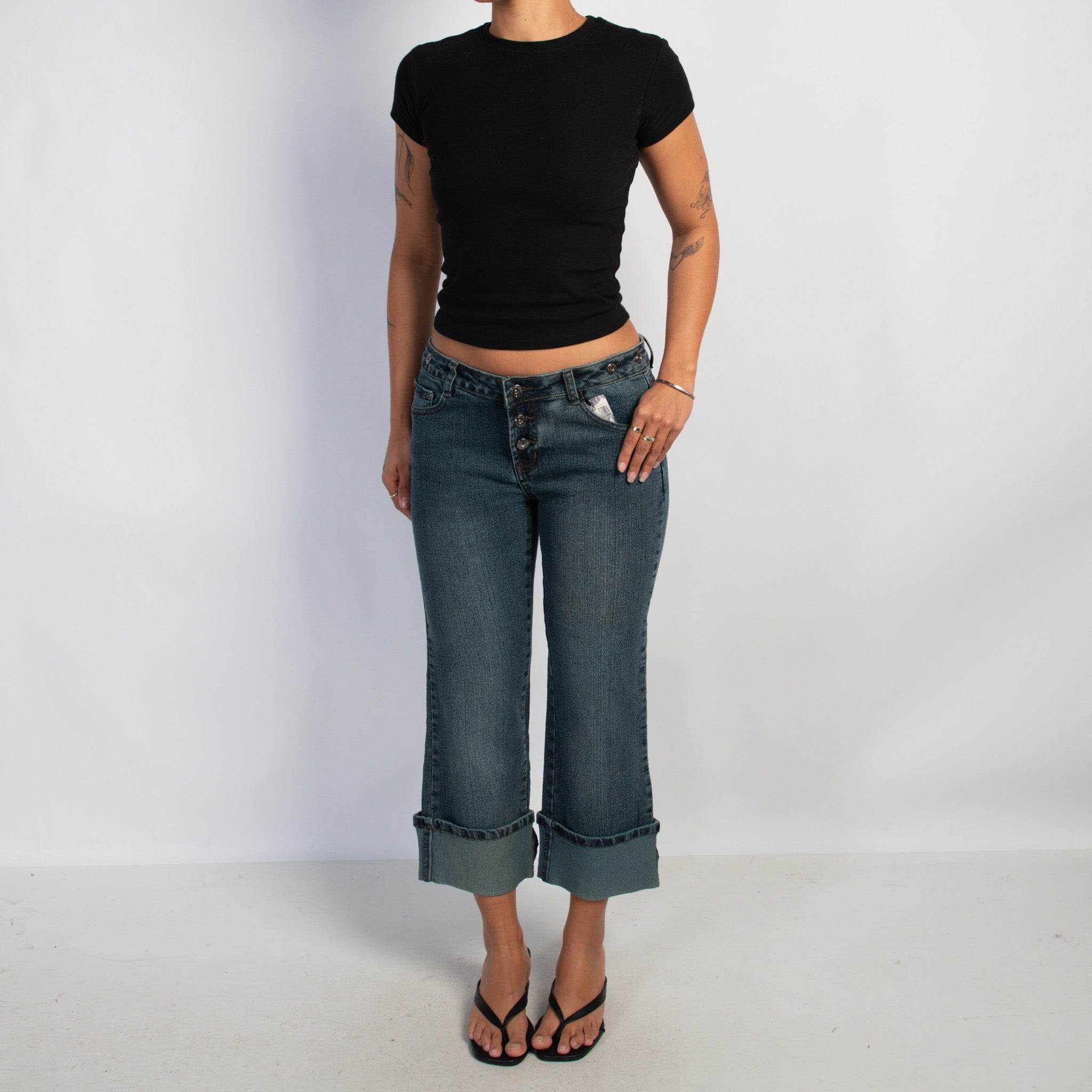 CUFF CROP CARGO JEANS