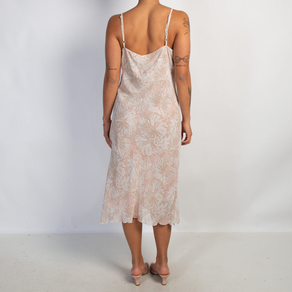 PALE PINK FLORAL MIDI DRESS
