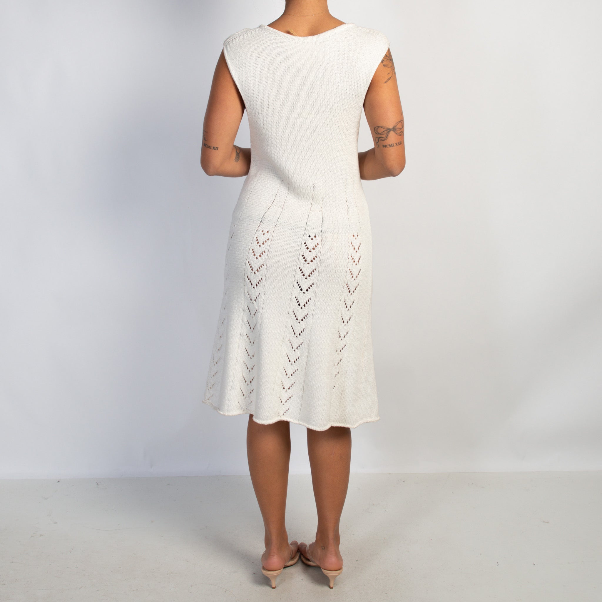 CREAM KNIT MIDI DRESS