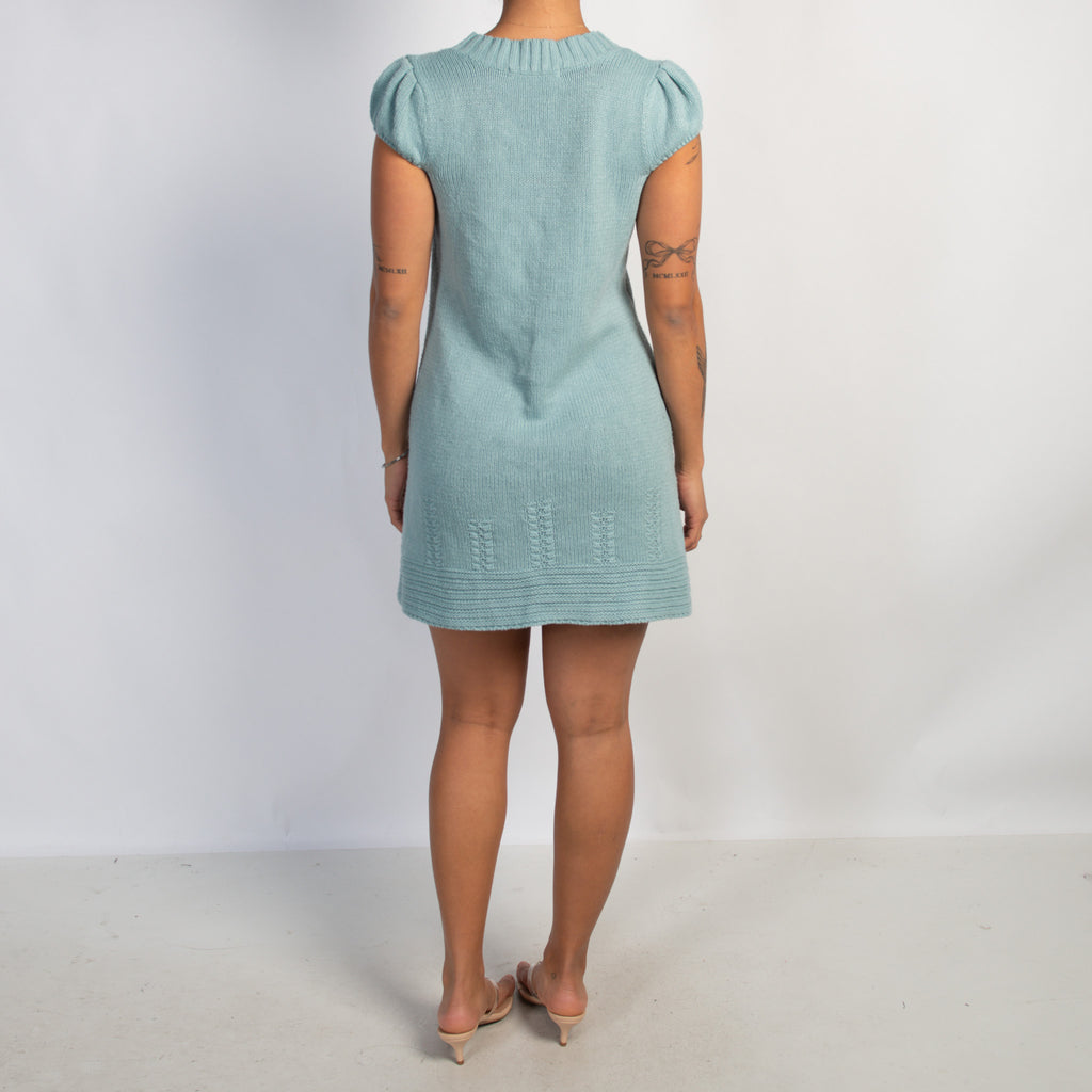 BLUE KNIT MINI DRESS