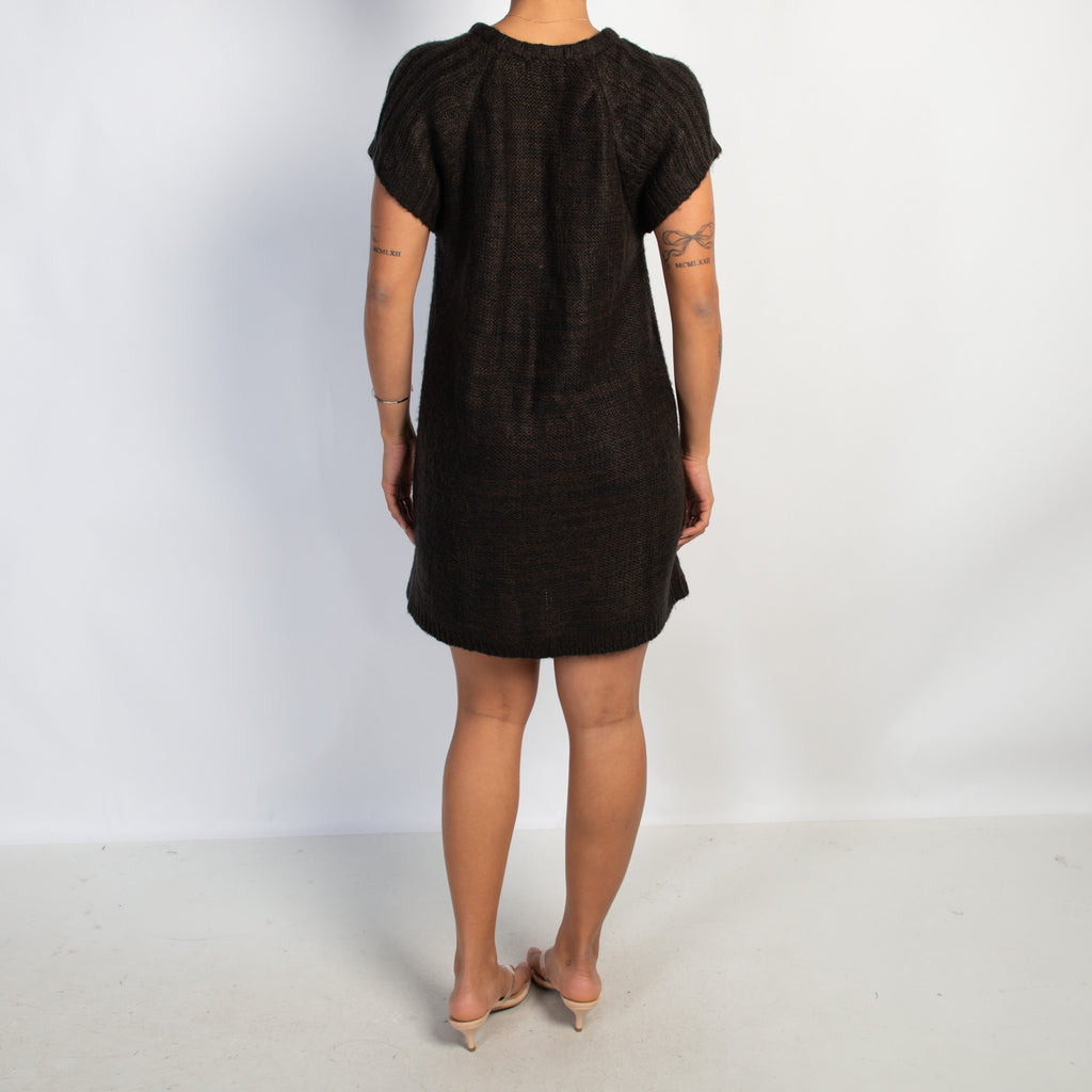 BROWN LONGLINE KNIT CARDIGAN