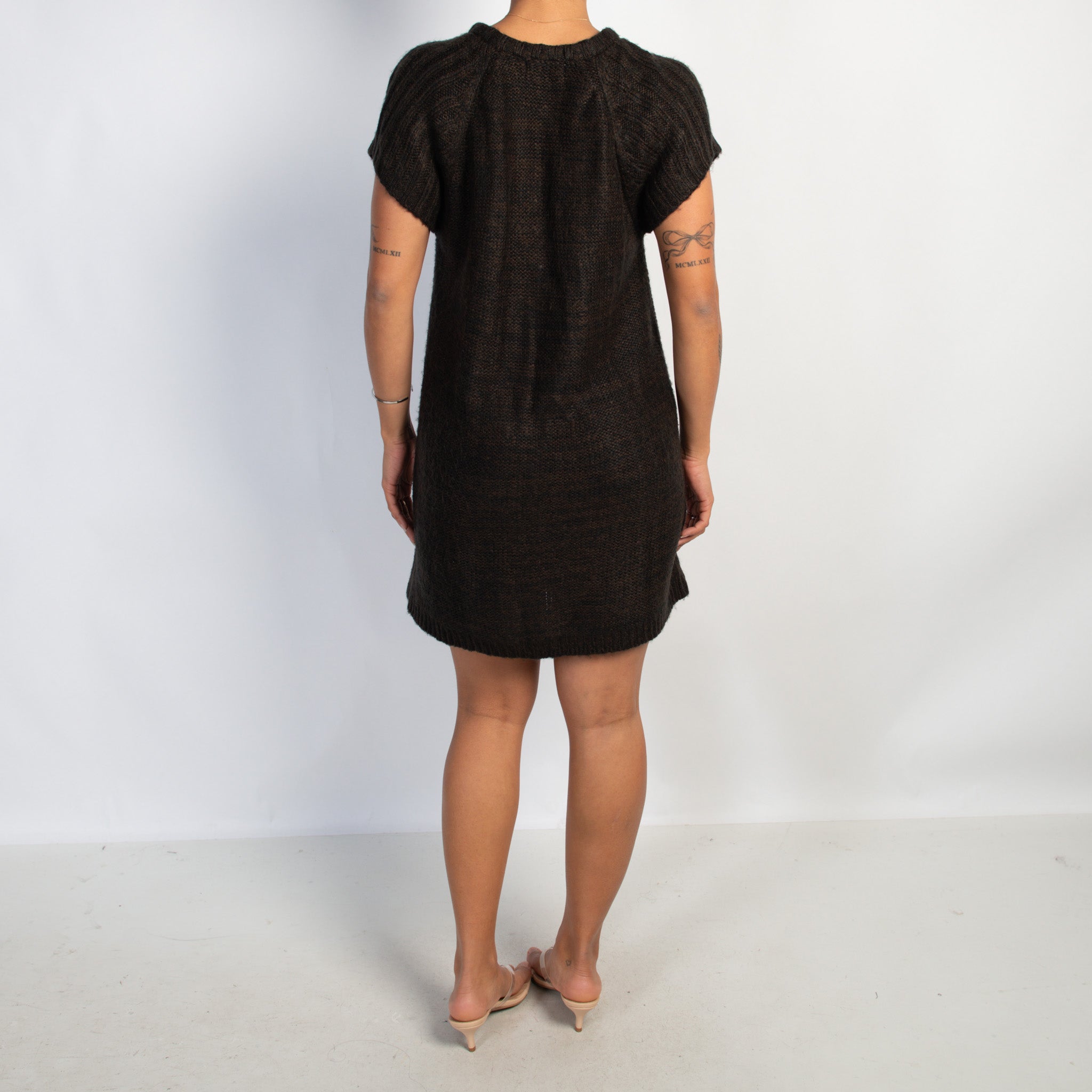 BROWN LONGLINE KNIT CARDIGAN