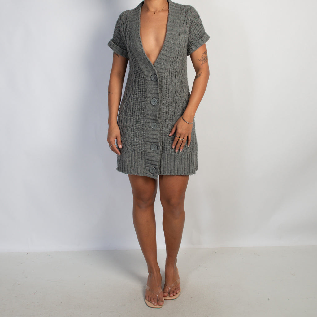 GREY KNIT MINI DRESS