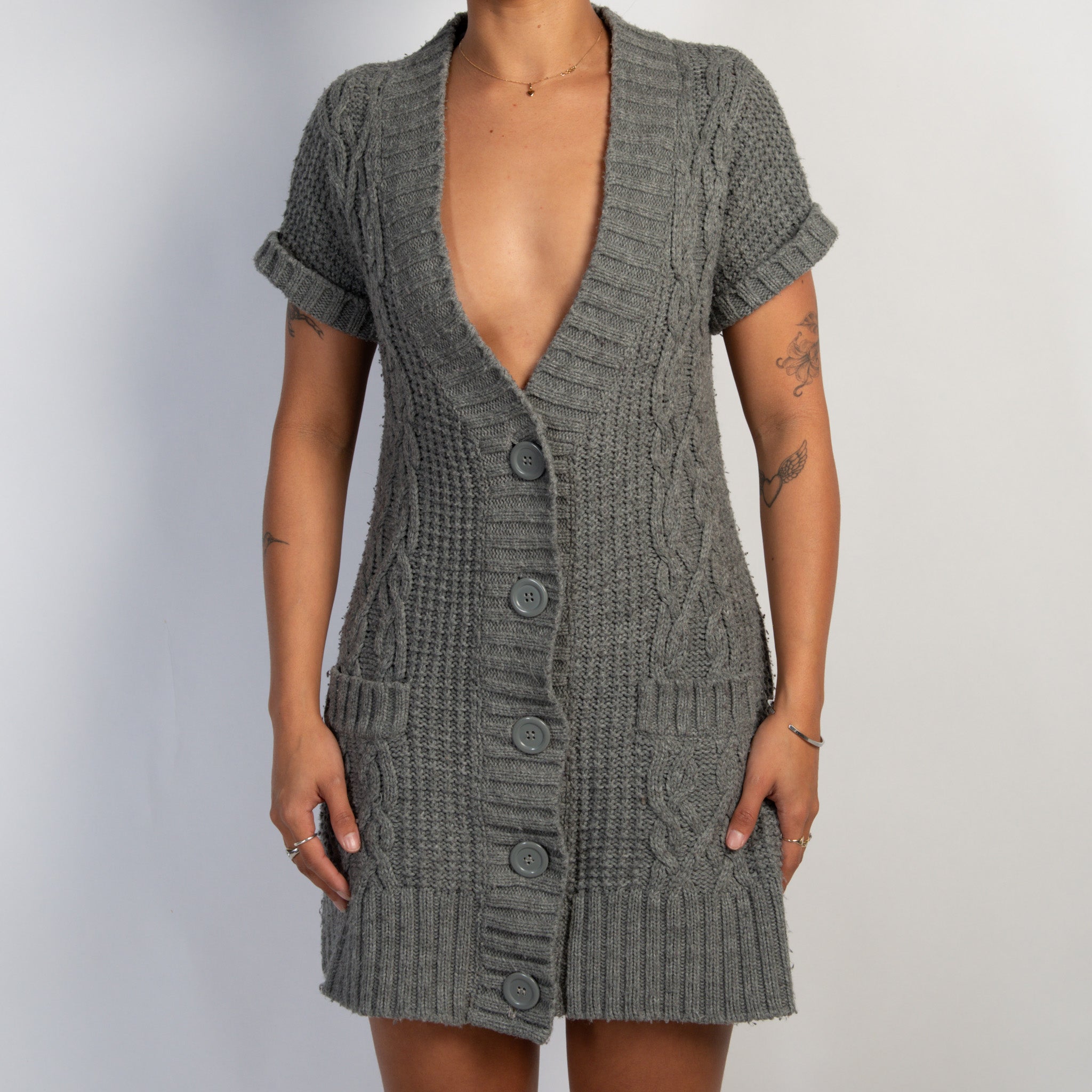 GREY KNIT MINI DRESS