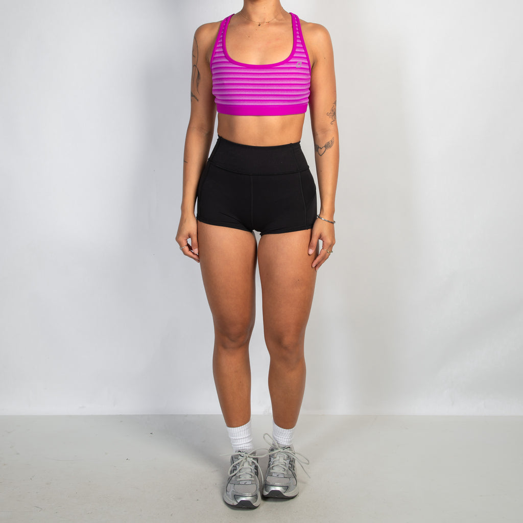 FUCHSIA STRIPE SPORTS BRA