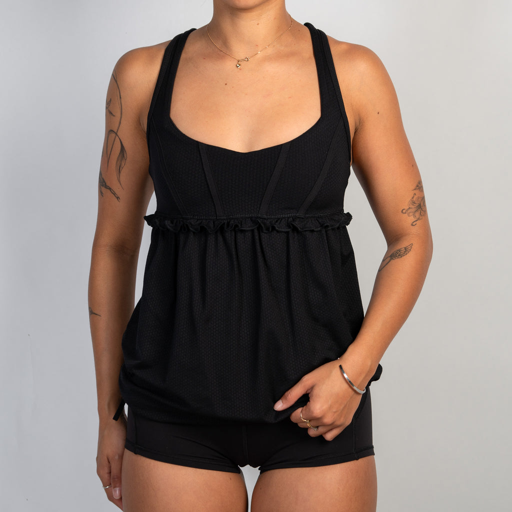BLACK BABYDOLL TANK TOP