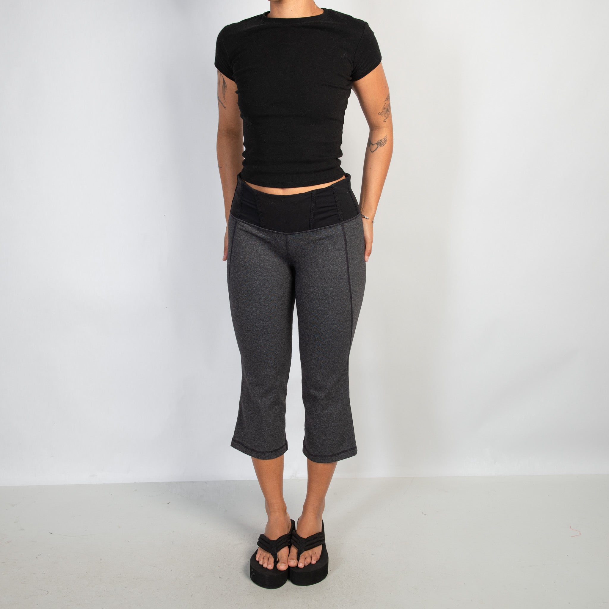 GREY CROP FLARE TIGHTS