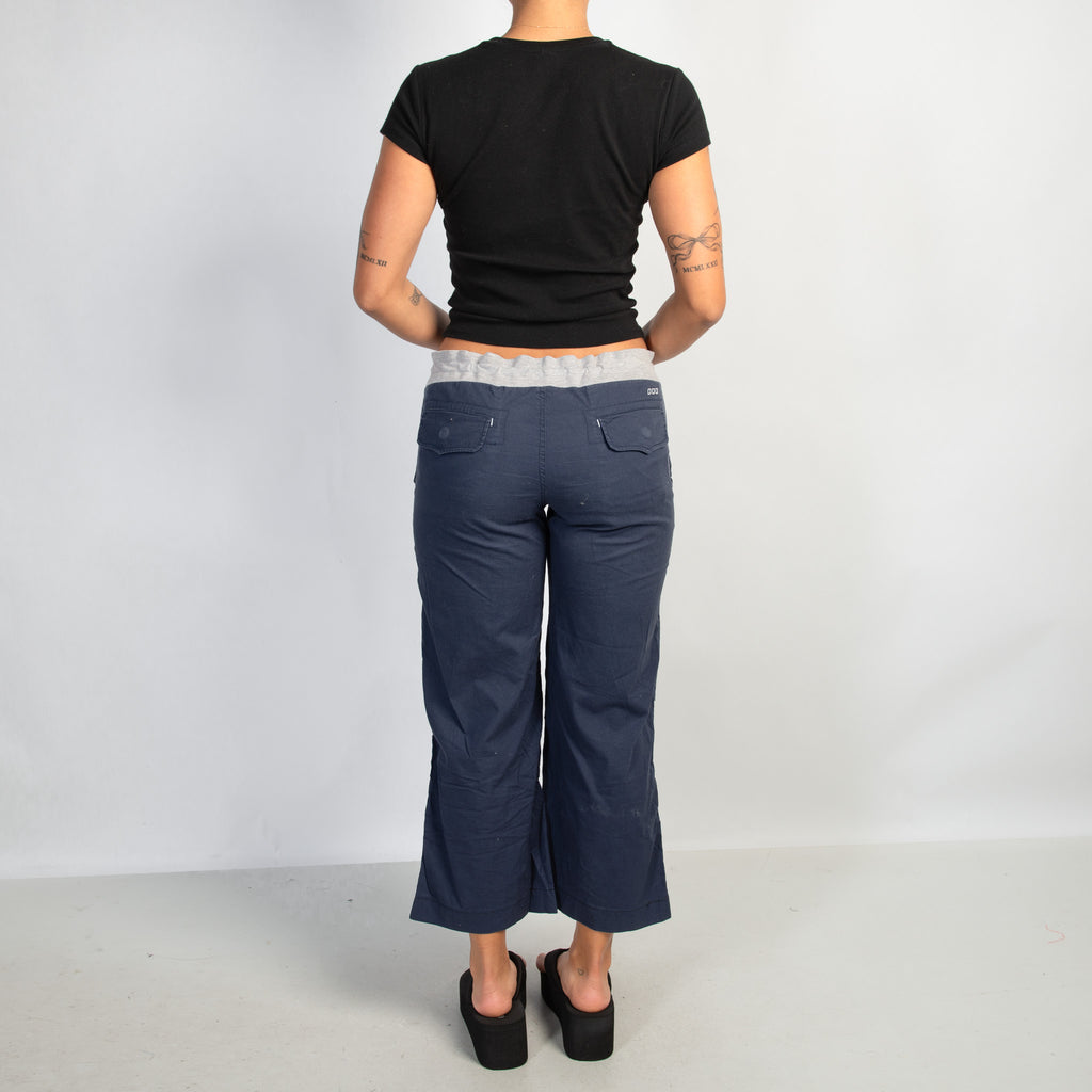 NAVY CROP CARGO PANTS