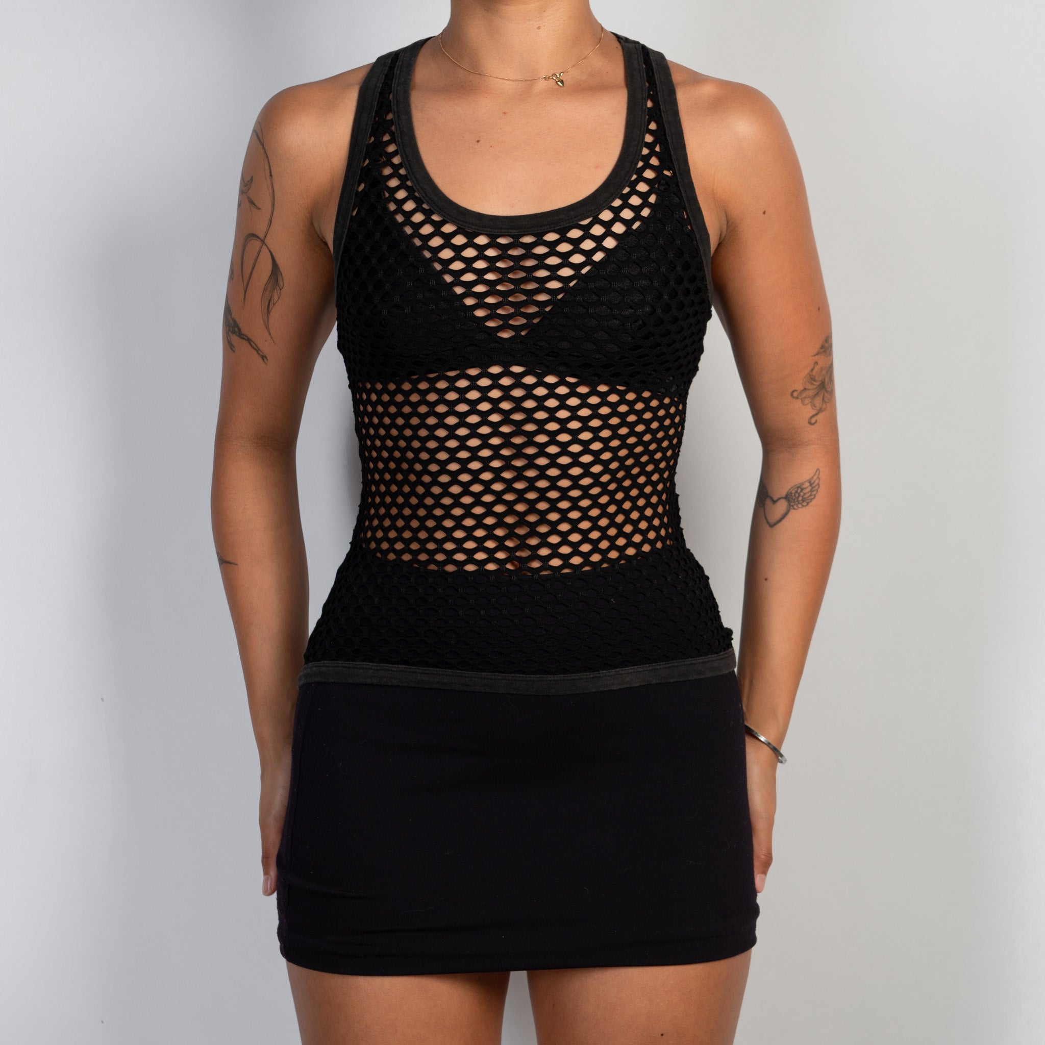 BLACK FISH NET TANK TOP