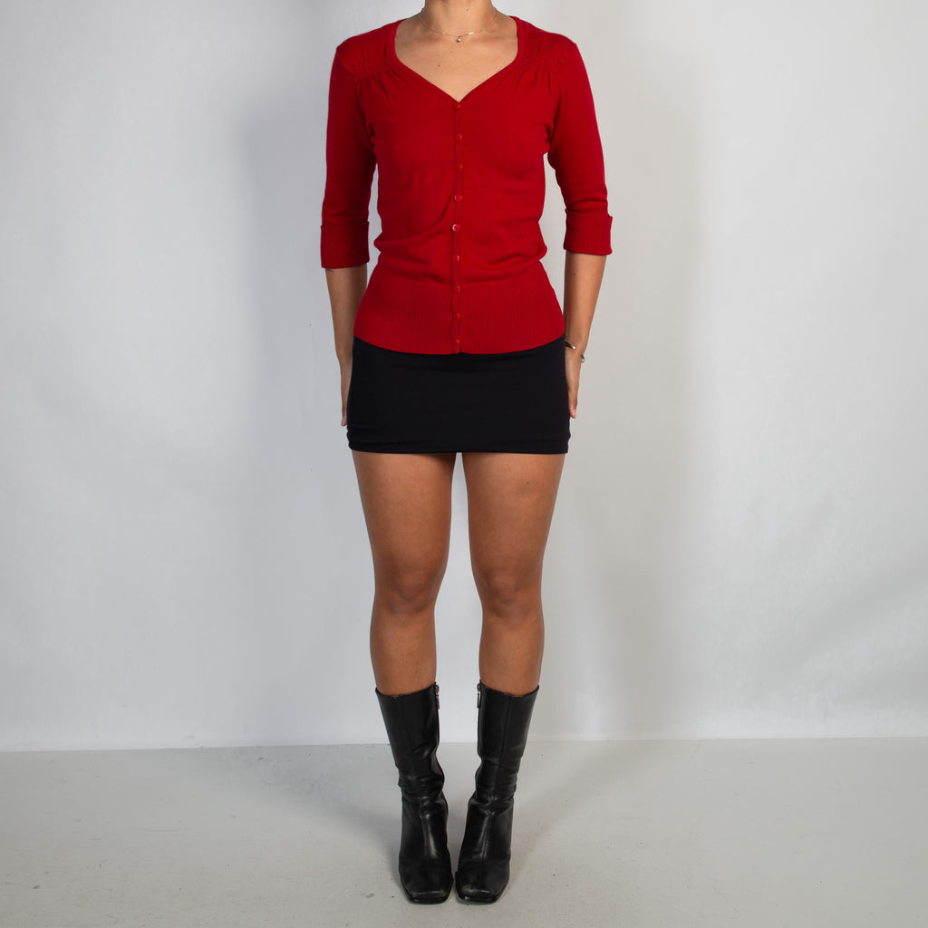 RED KNIT CARDIGAN
