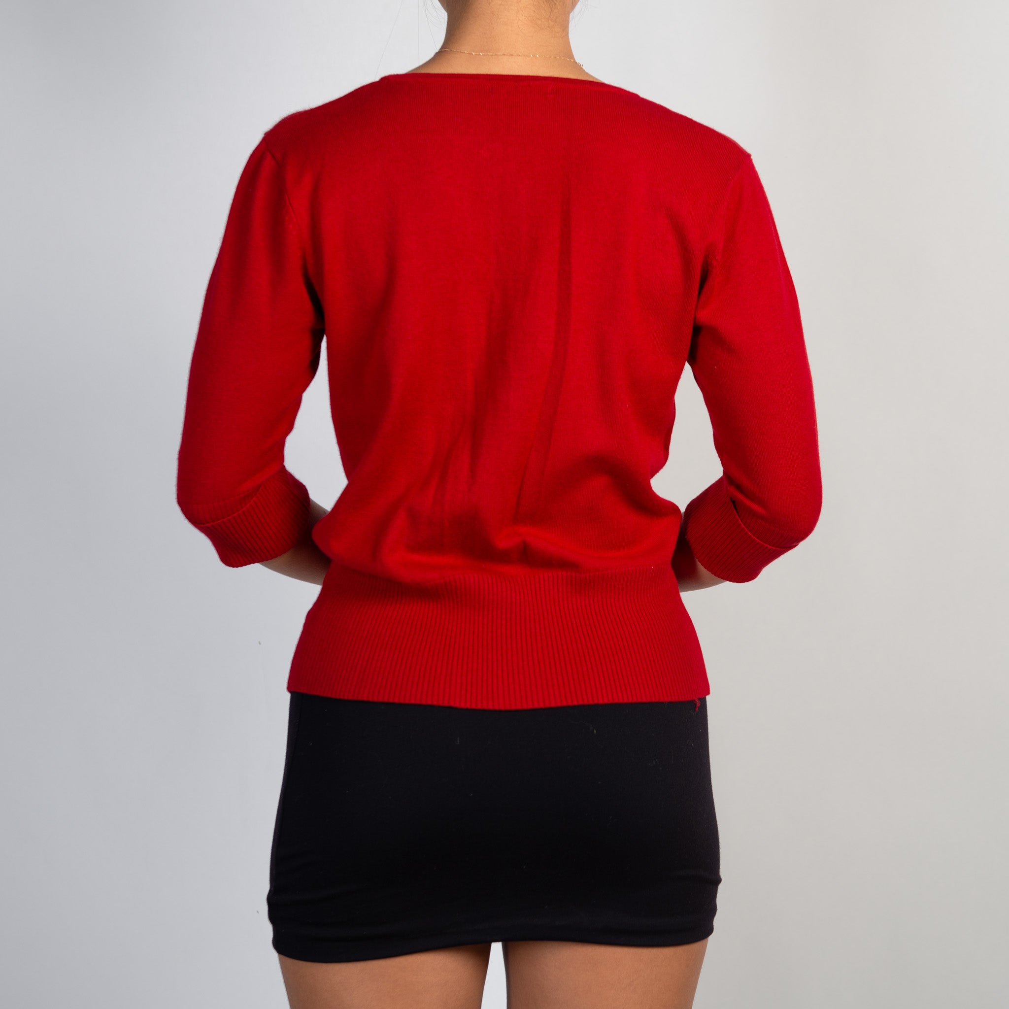 RED KNIT CARDIGAN