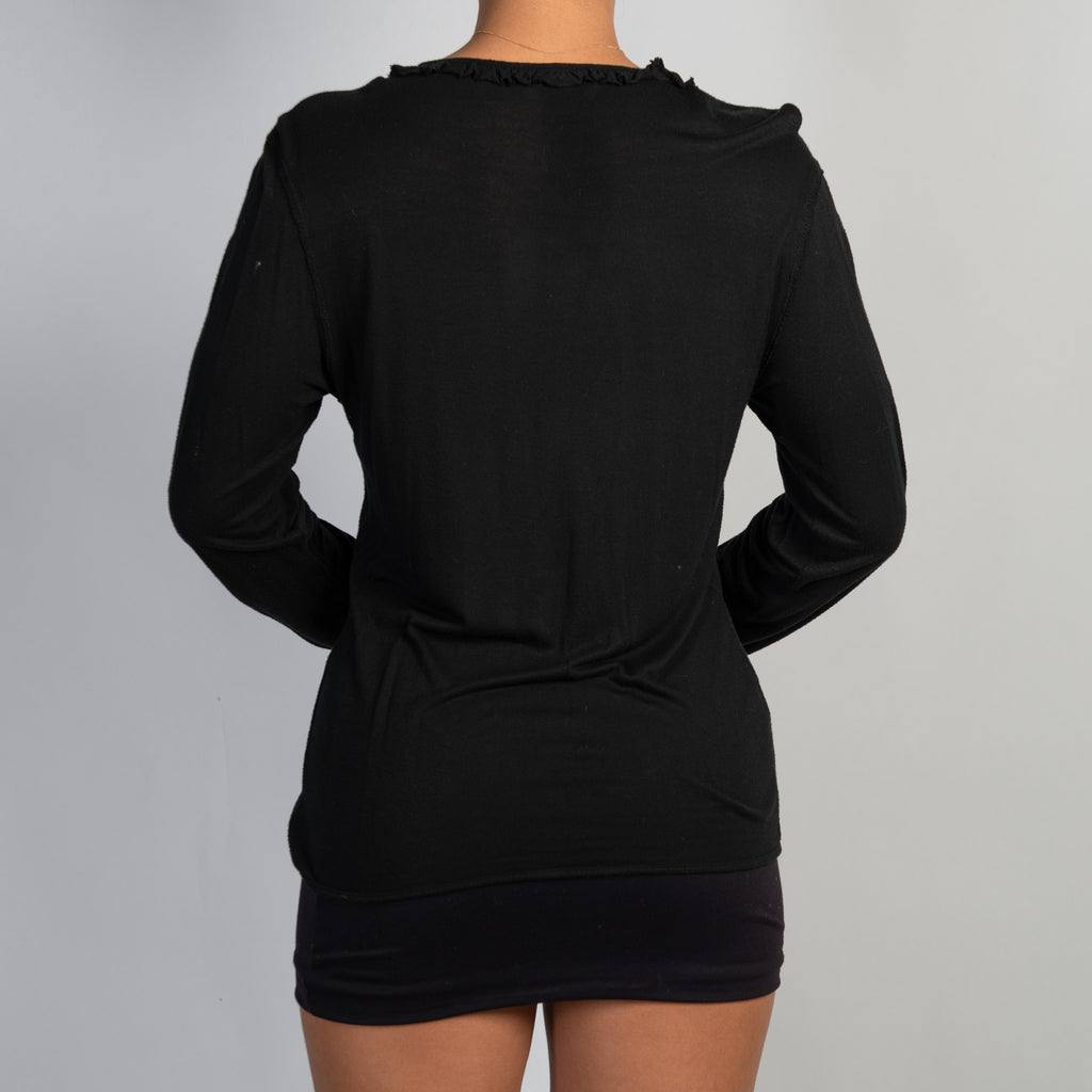 BLACK RUFFLE CARDIGAN