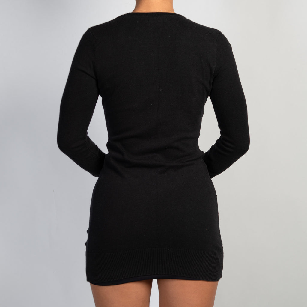 BLACK LONGLINE CARDIGAN
