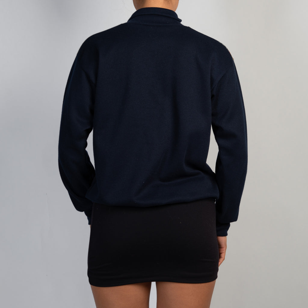 NAVY QUARTER ZIP JUMPER