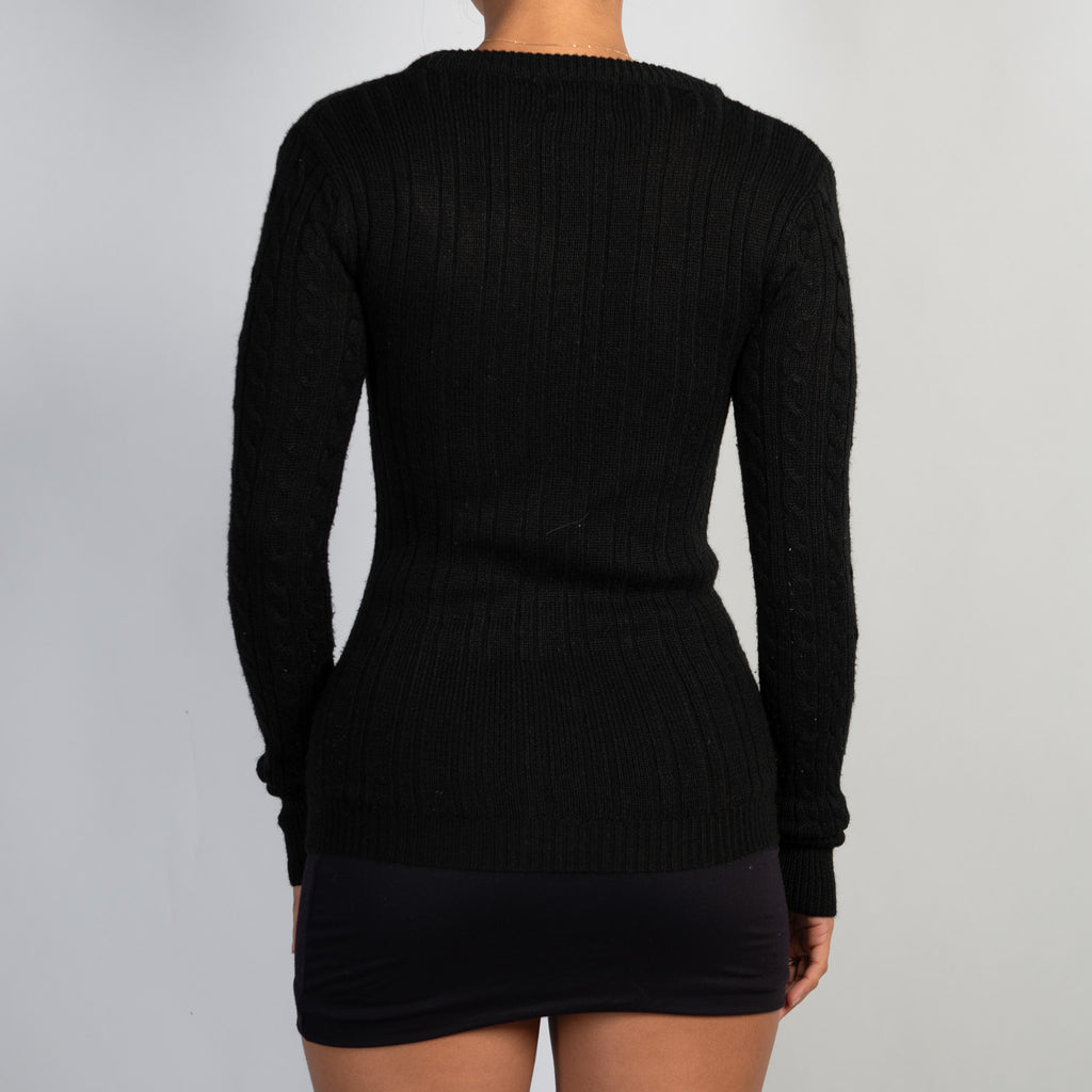 BLACK RIB LONGLINE CARDIGAN