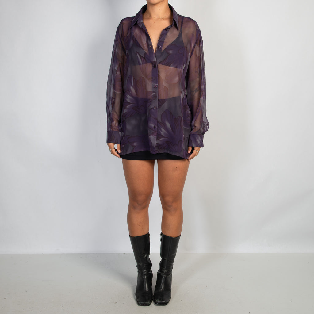 SHEER PURPLE FLORAL BLOUSE