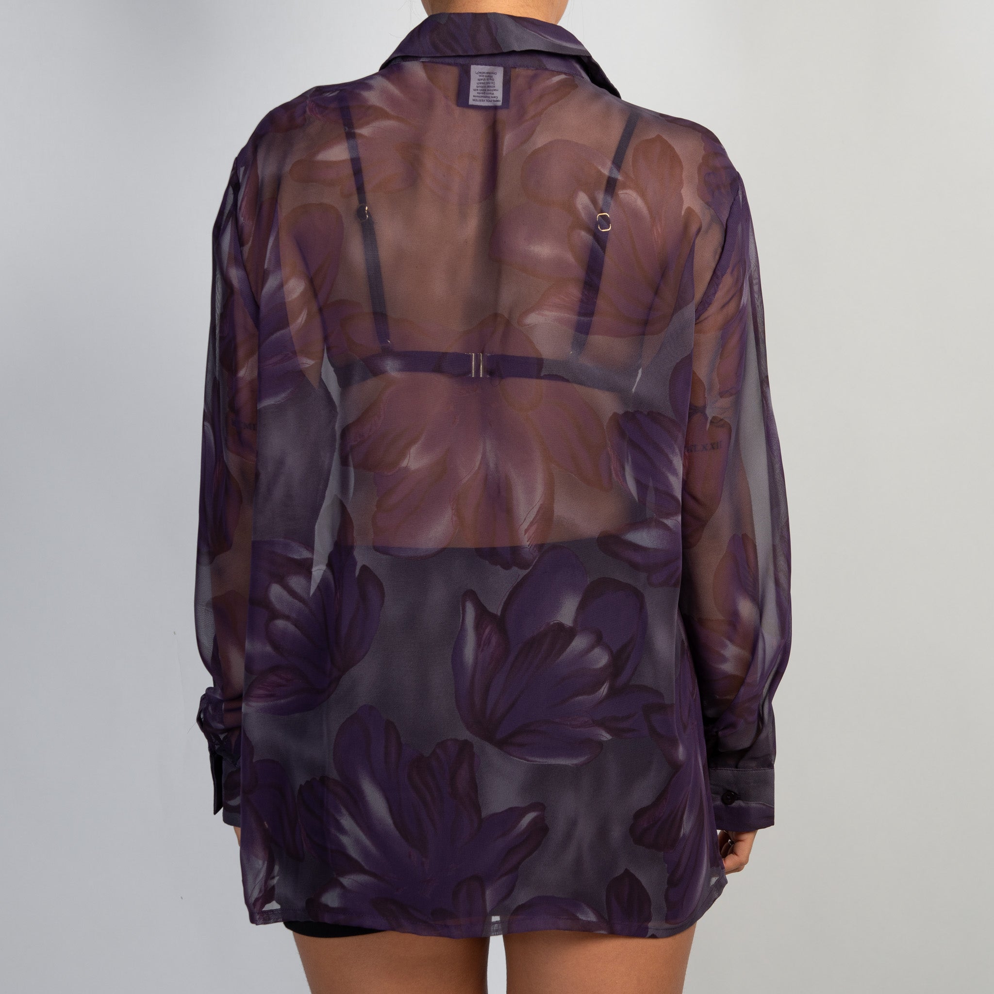 SHEER PURPLE FLORAL BLOUSE
