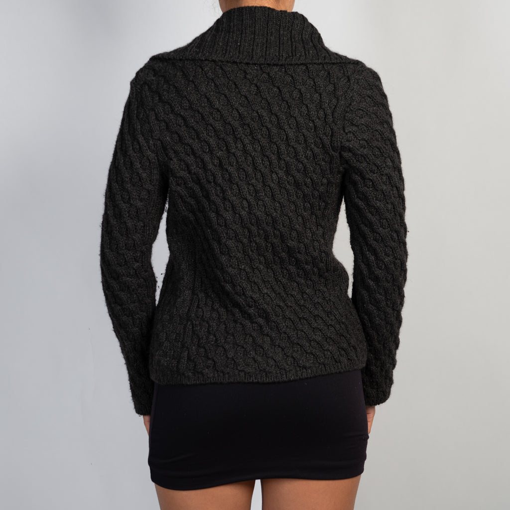 CABLE KNIT WOOL CARDIGAN
