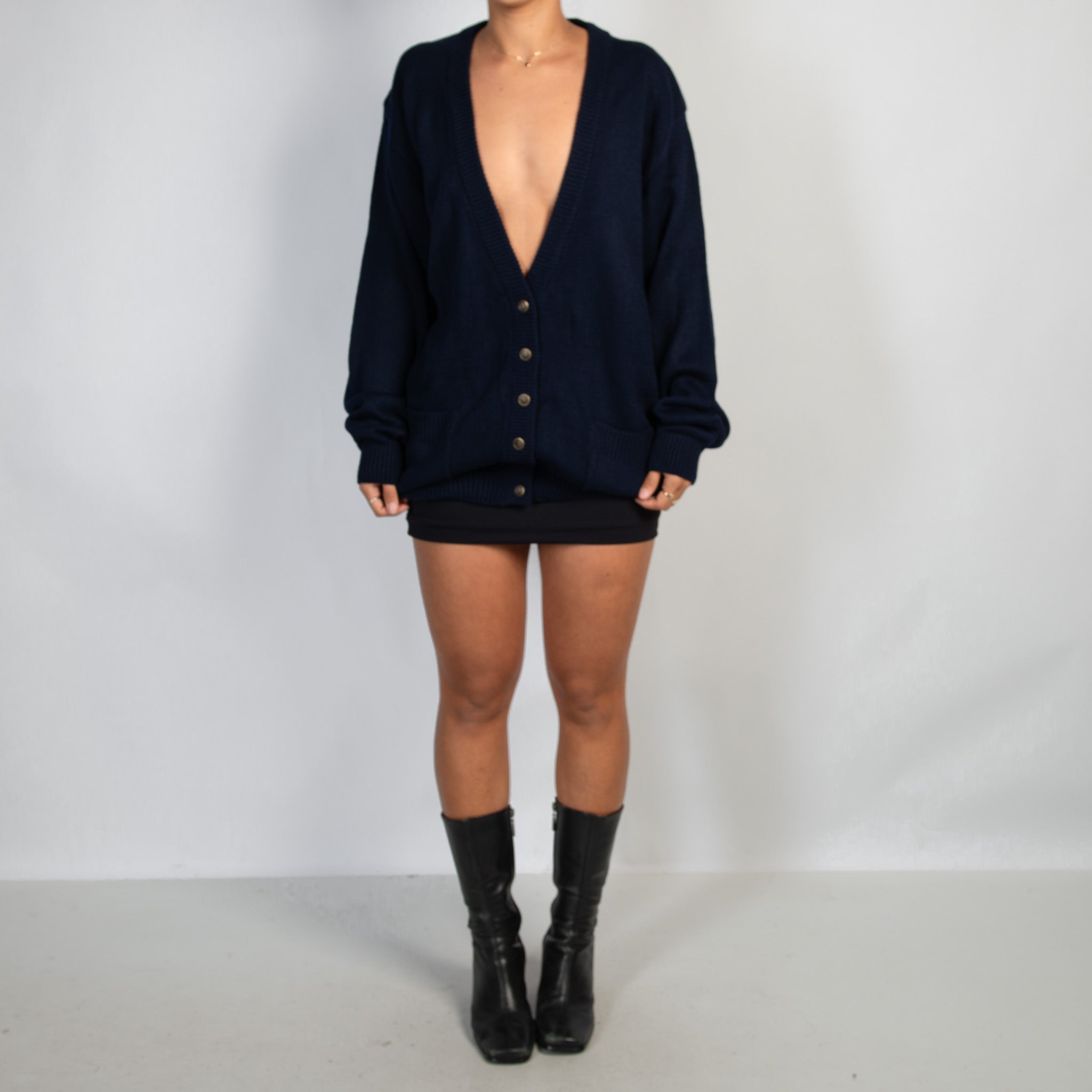 NAVY KNIT CARDIGAN