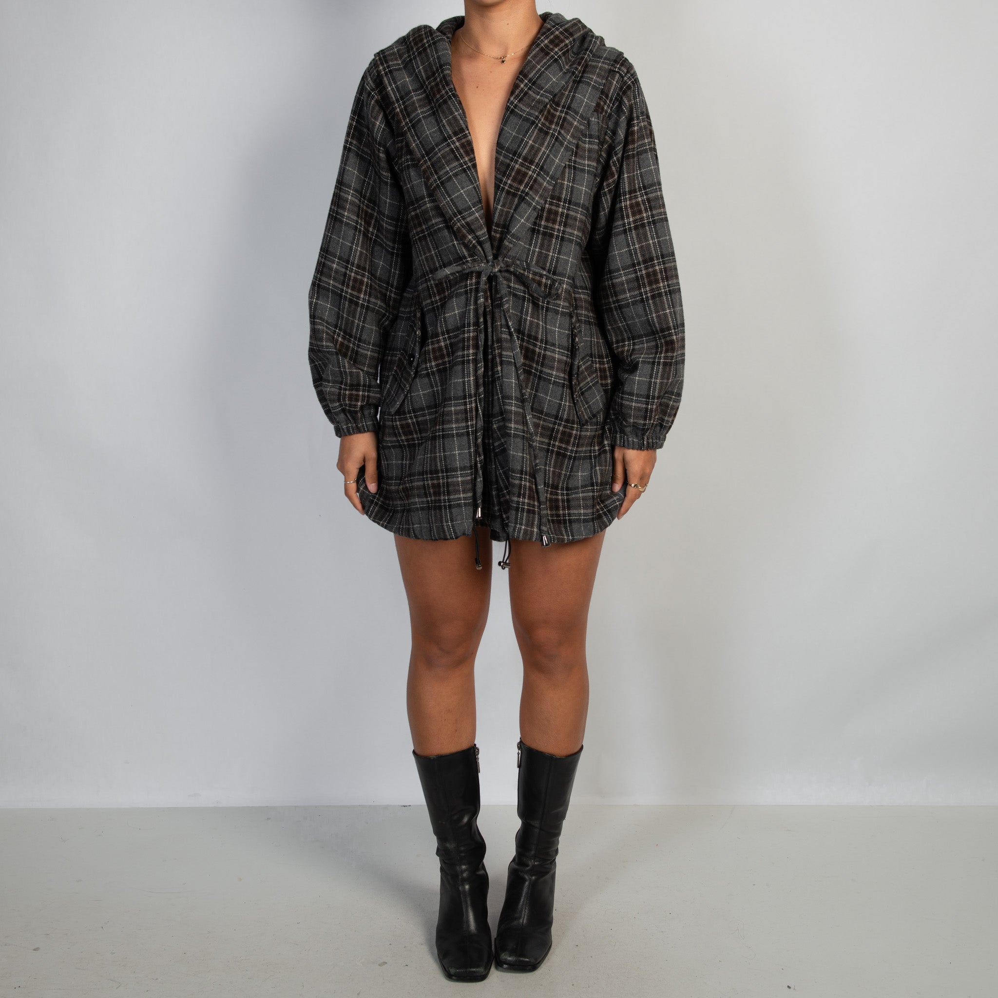 GREY WOOL PLAID JACKET