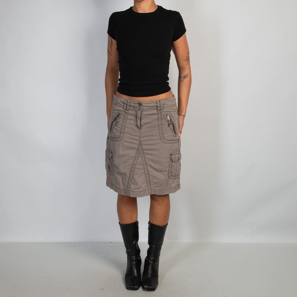 TAUPE CARGO MIDI SKIRT