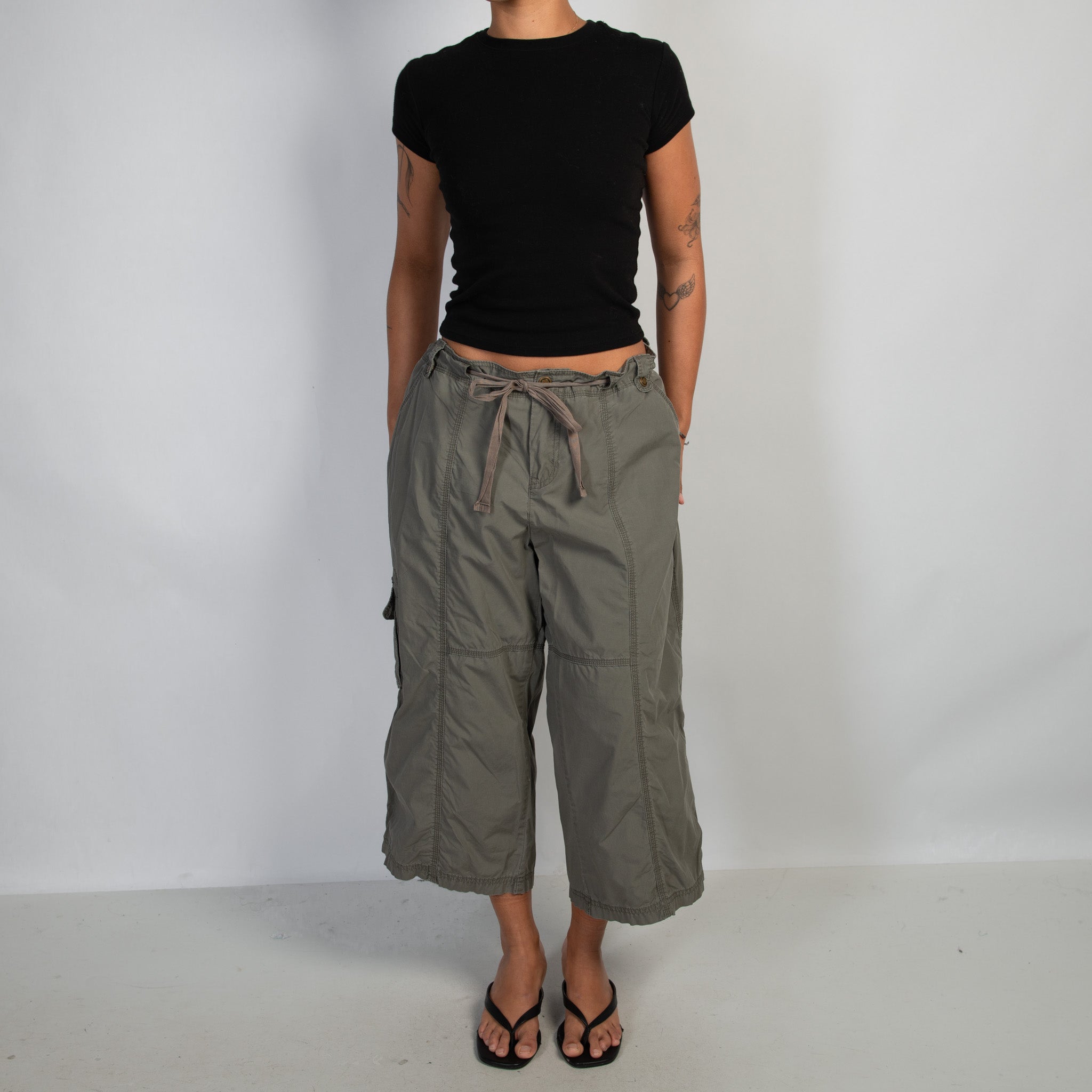 KHAKI DRAWSTRING CARGO PANTS