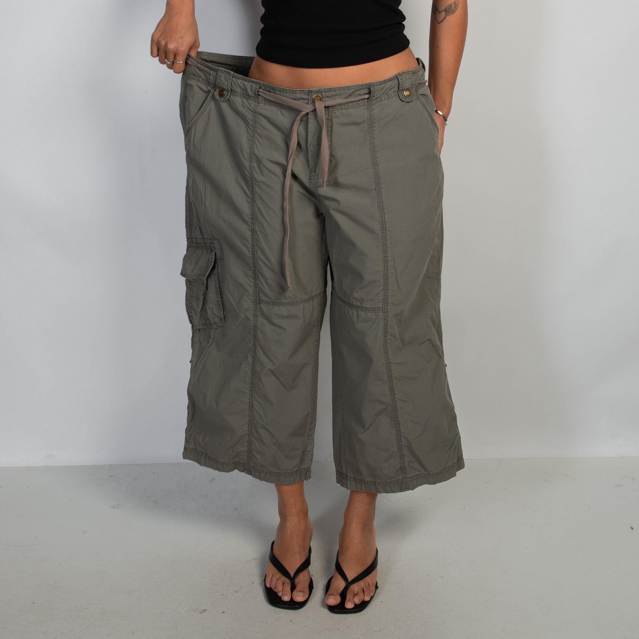 KHAKI DRAWSTRING CARGO PANTS