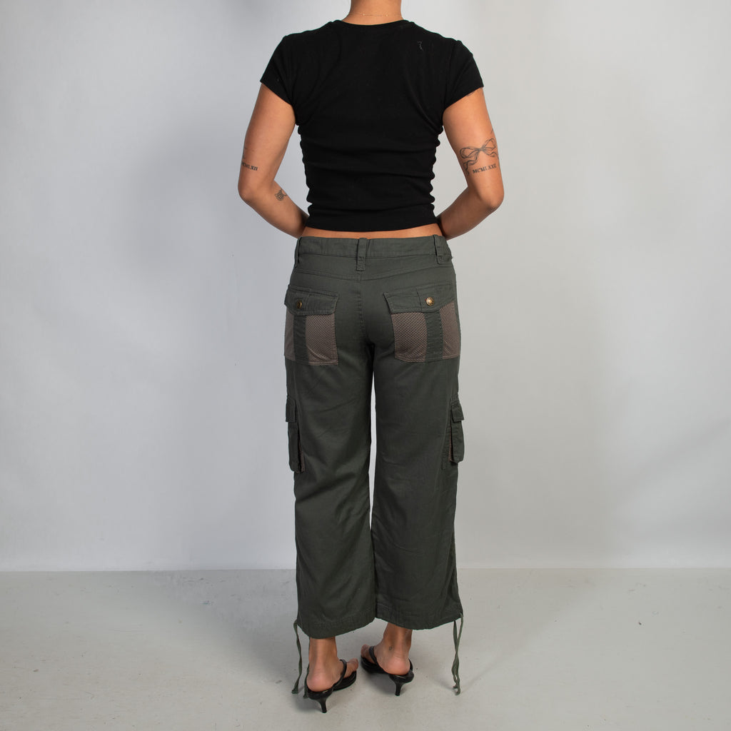 DEEP KHAKI CROP CARGO PANTS