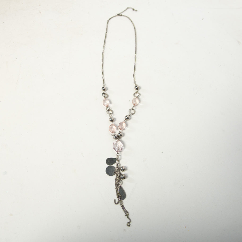 LONG SILVER METAL NECKLACE