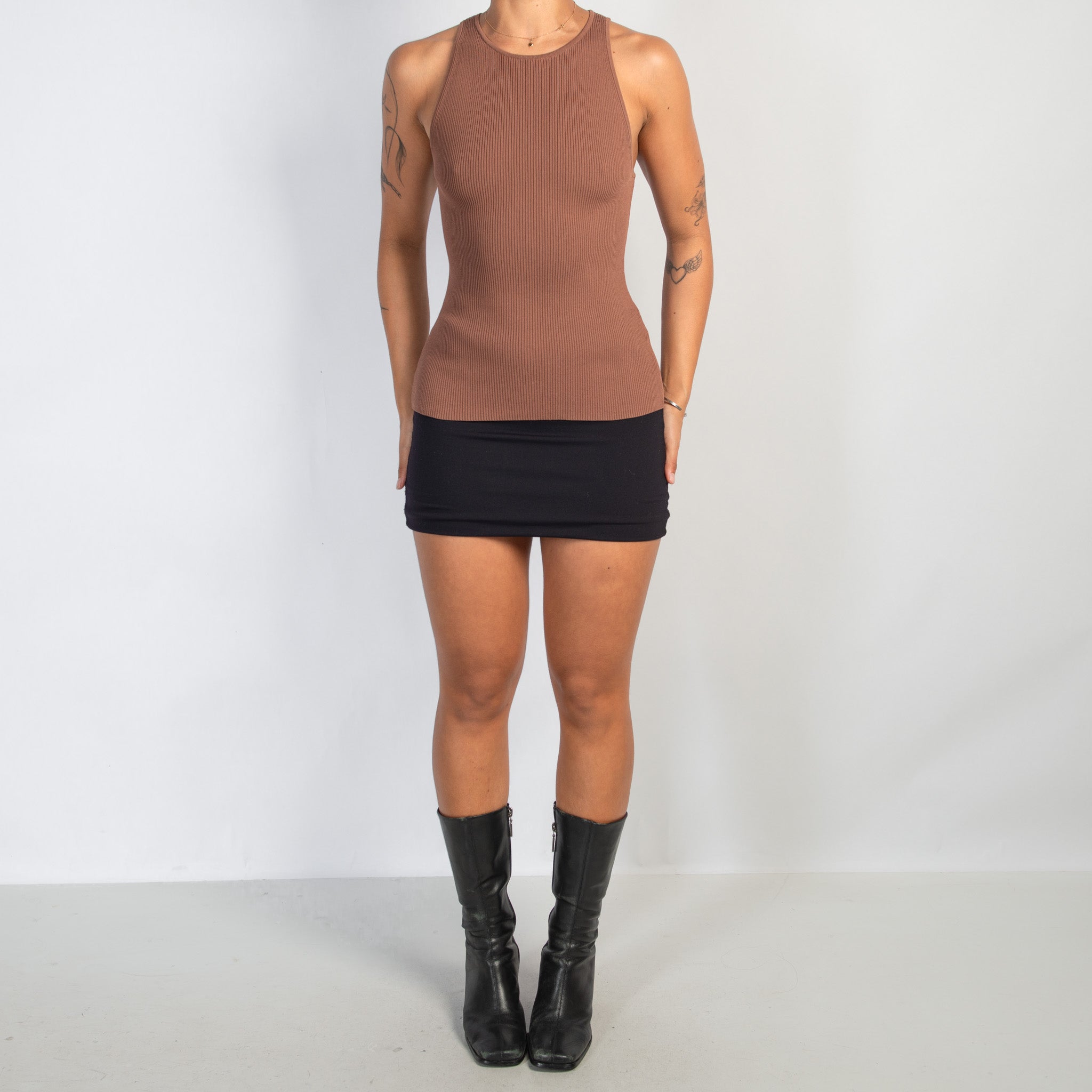 BROWN RIB TANK TOP