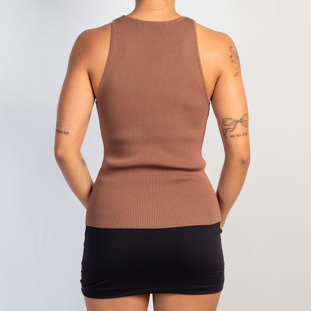 BROWN RIB TANK TOP