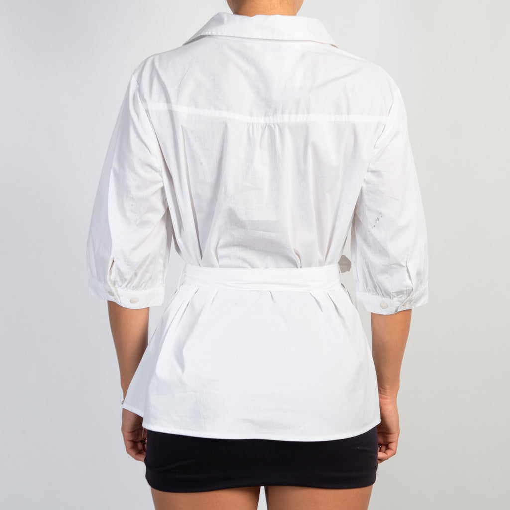 WHITE 1/2 SLEEVE BLOUSE