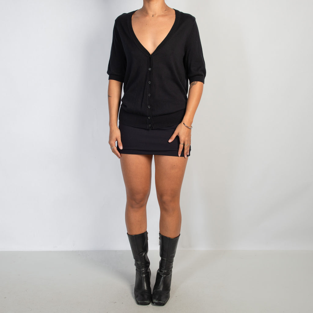 BLACK 1/2 SLEEVE CARDIGAN