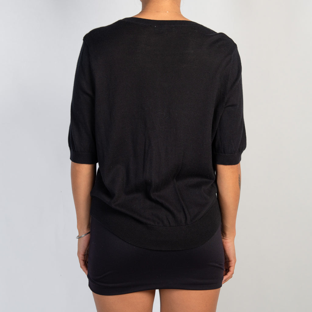 BLACK 1/2 SLEEVE CARDIGAN