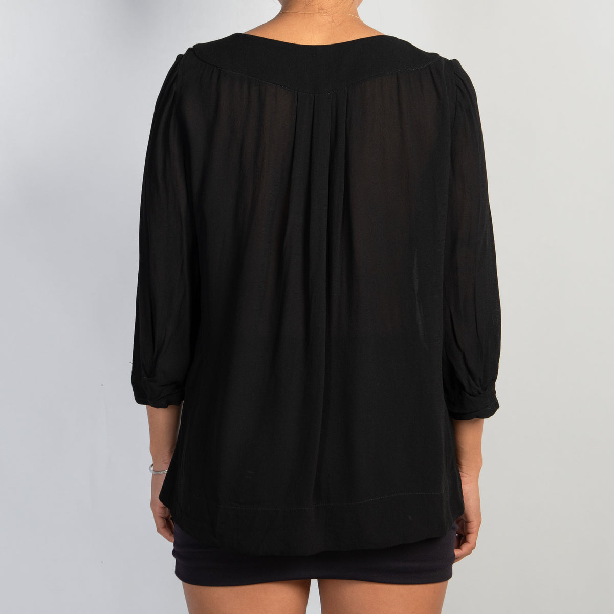 BLACK 3/4 SLEEVE BLOUSE