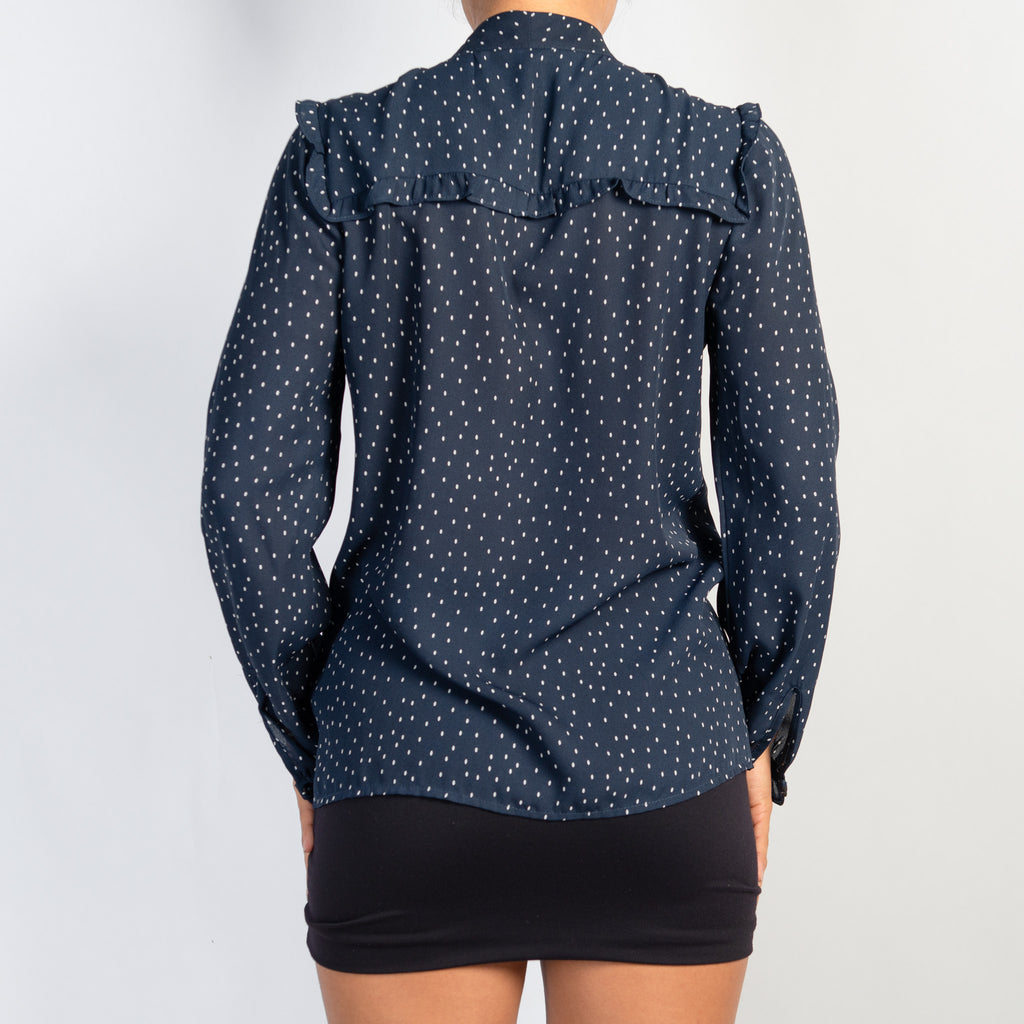 NAVY POLKA DOT BLOUSE