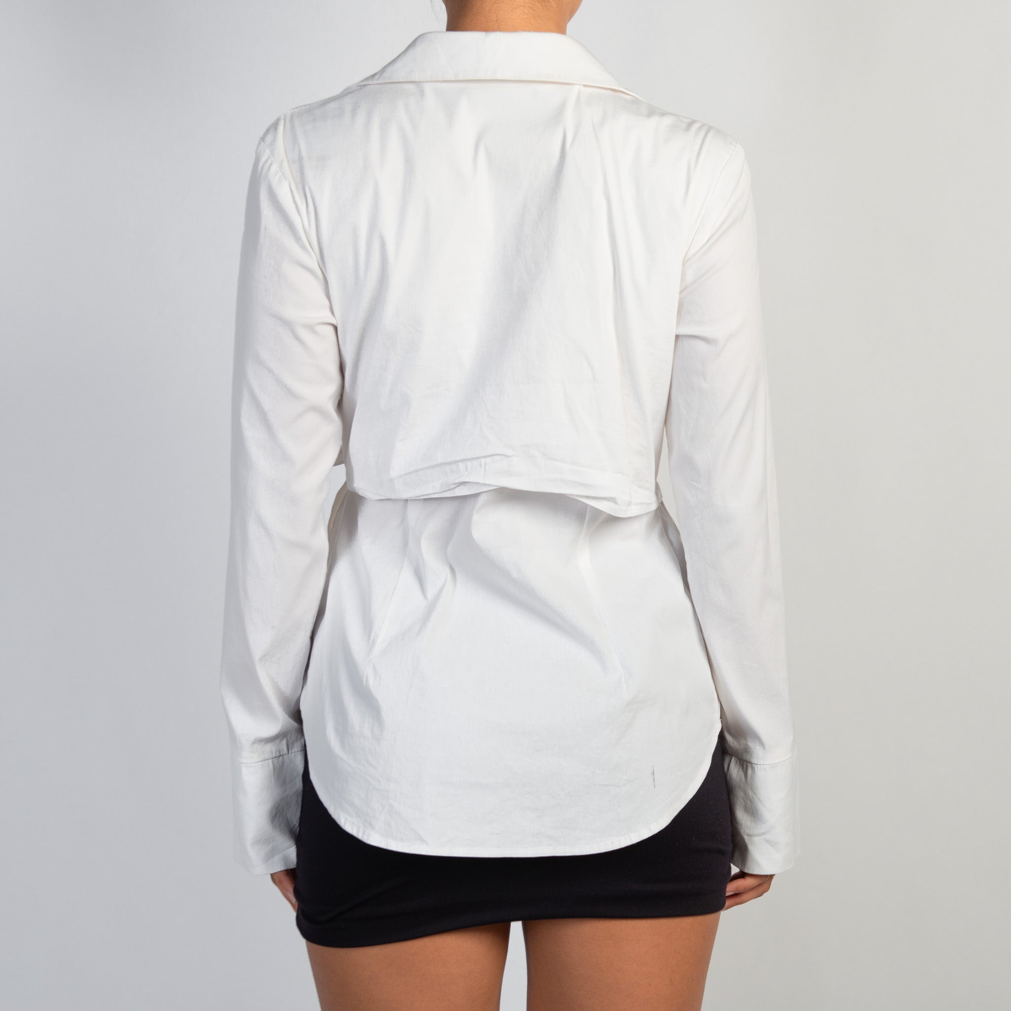 WHITE TIE FRONT BLOUSE