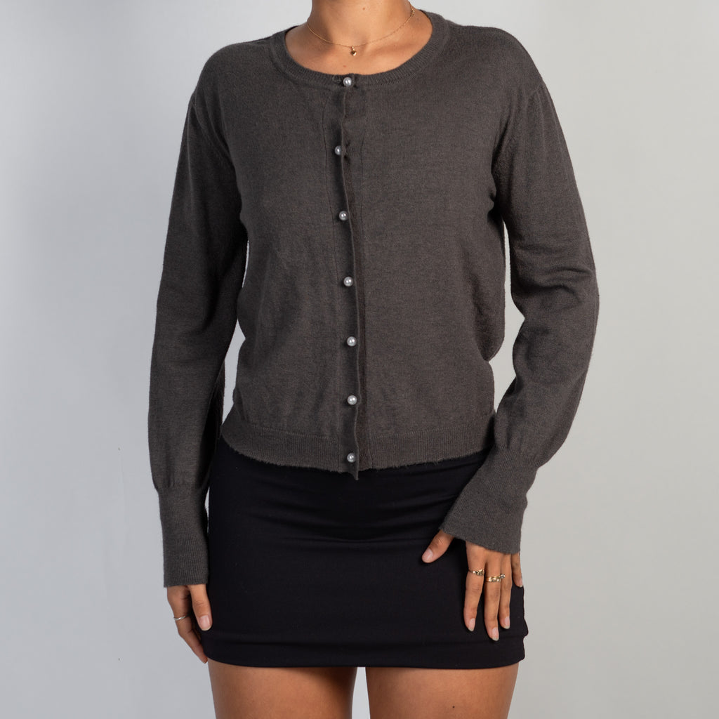 DARK GREY PEARL CARDIGAN