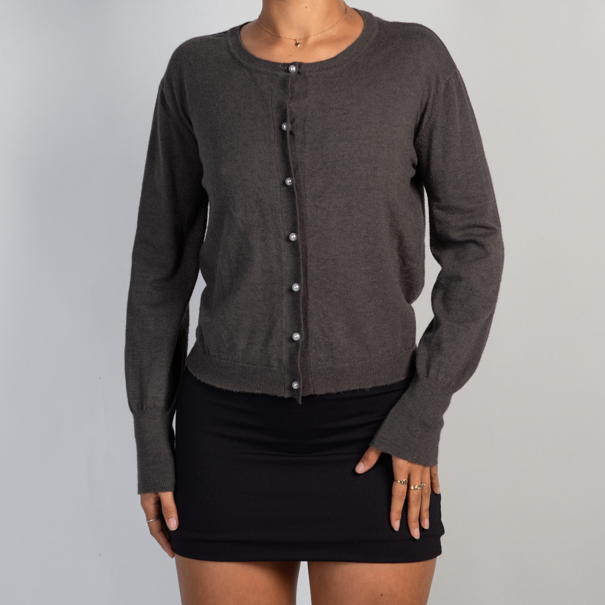 DARK GREY PEARL CARDIGAN