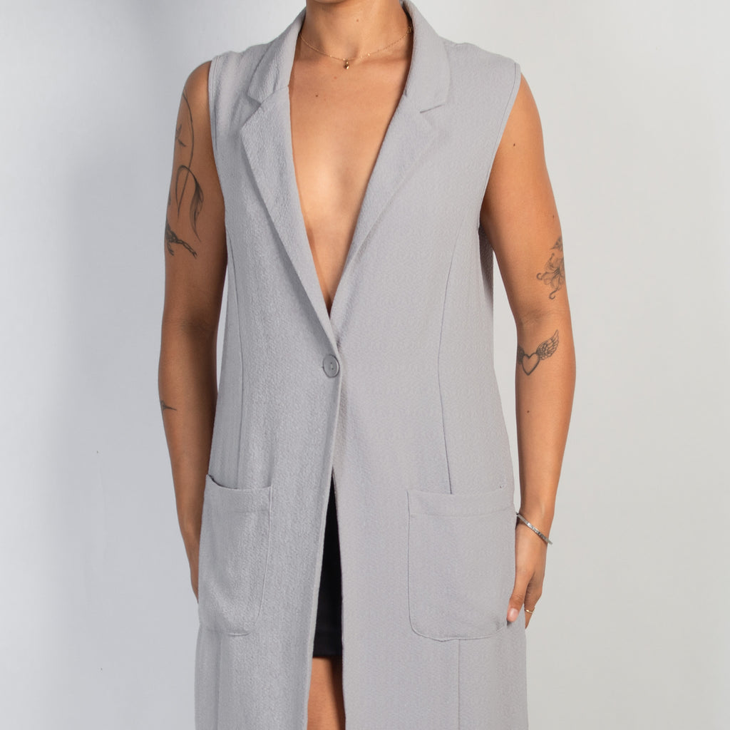 GREY LONGLINE VEST TOP