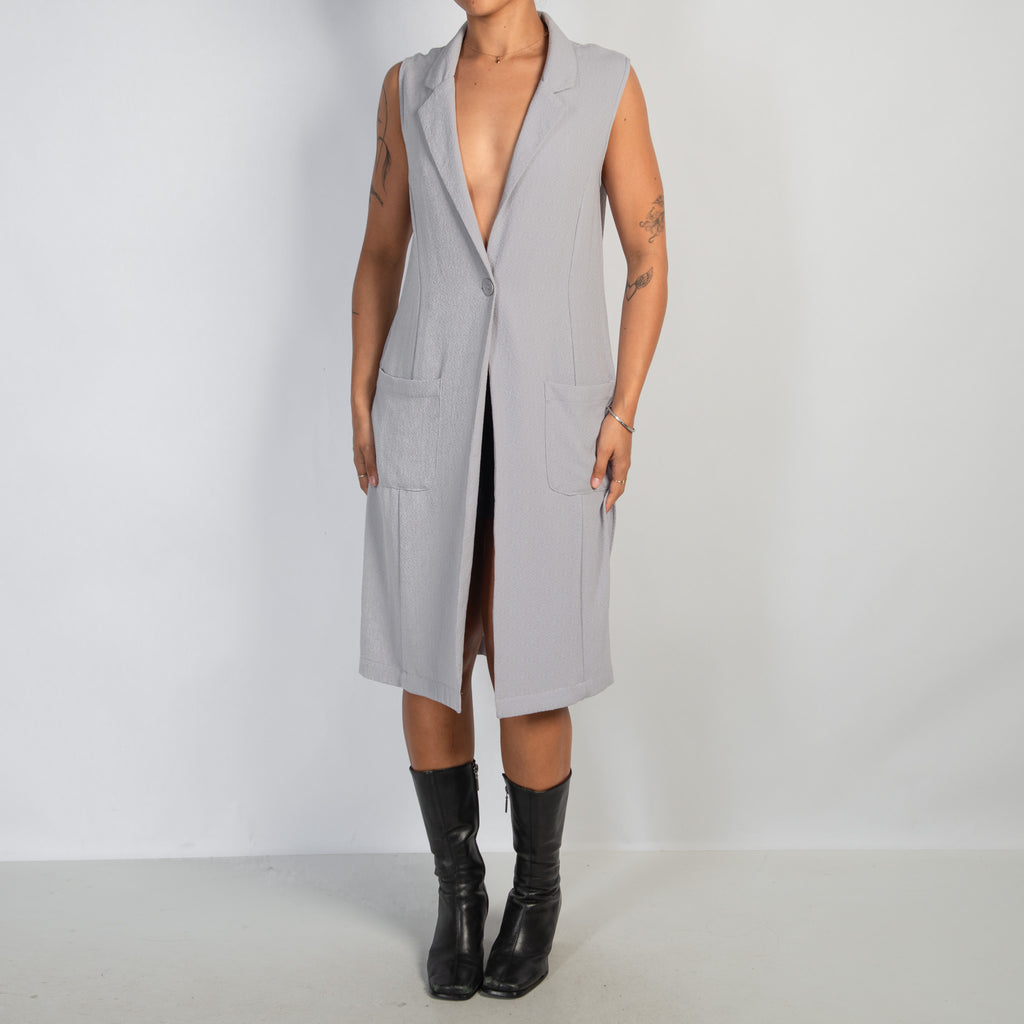 GREY LONGLINE VEST TOP