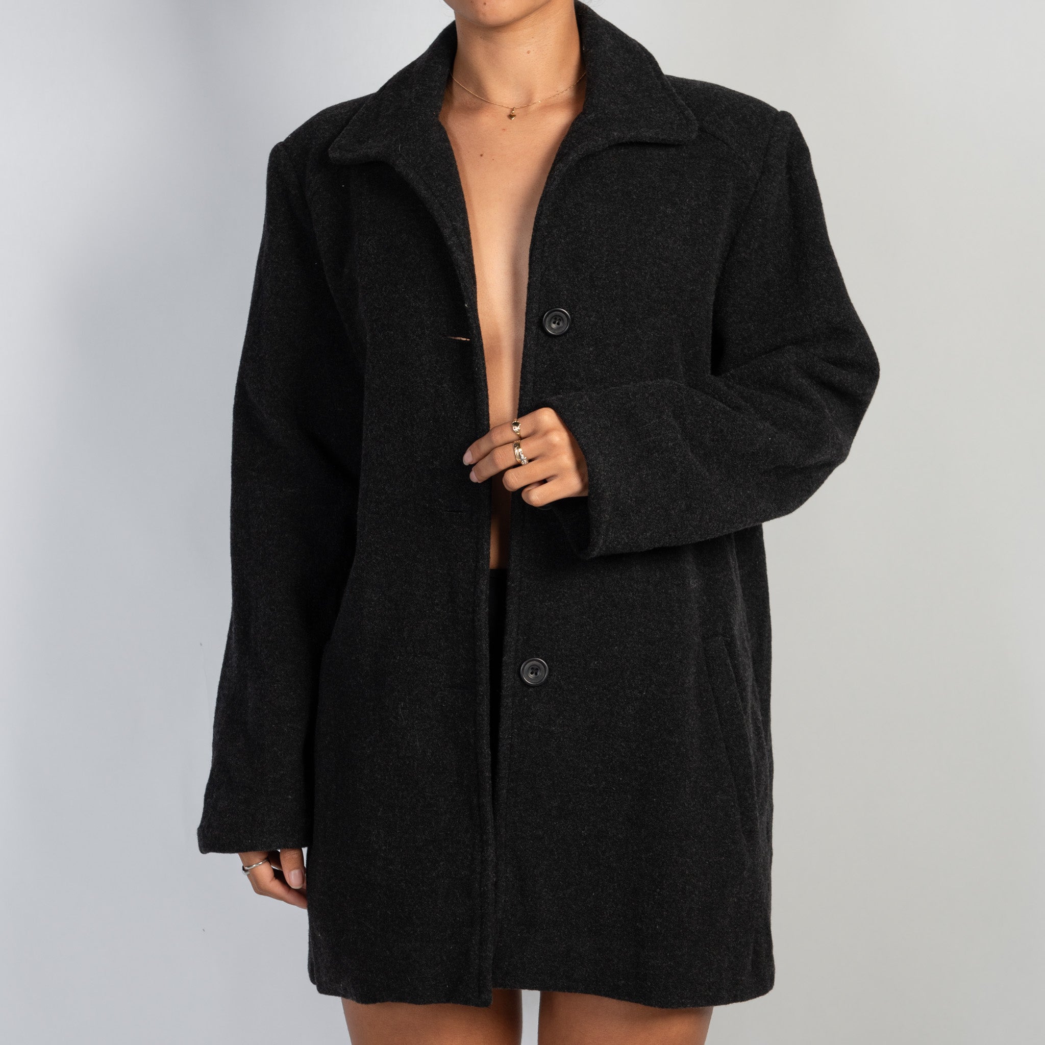 CHARCOAL WOOL COAT